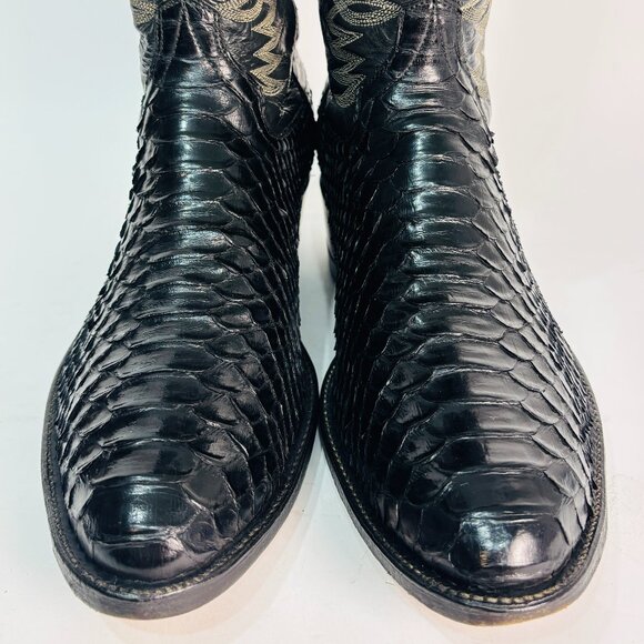 Pristine Cowtown Genuine Python Snakeskin Cowboy Western Boots Black 13 D - Picture 5 of 13